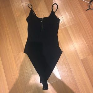 black zipup bodysuit